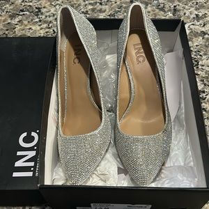 INC silver studded heels